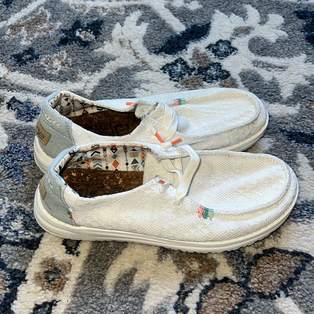 Exclusive buckle hey dude Wendy Boho White Crochet women’s 6